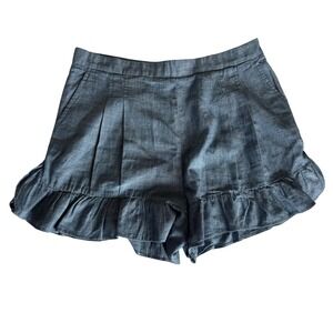 J.Crew Chambray Ruffle Hem Shorts Pleated Pockets Casual‎ Blue Size 8 NEW